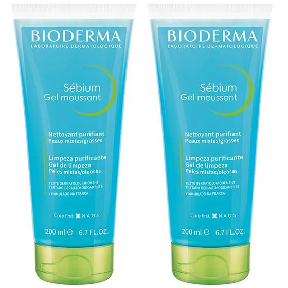 Imagem de Bioderma Sebium Gel Moussant Kit com 2 Unidades - Gel de Limpeza Antioleosidade - 200ml