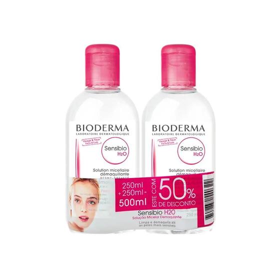 Imagem de Bioderma Sensibio H2o Solução Micelar Demaquilante Limpeza Facial Kit 02Un