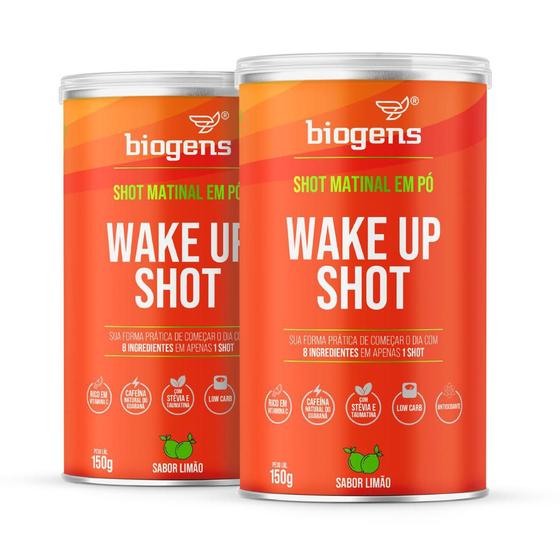 Imagem de Biogens kit 2x wake up shot matinal 150g limão