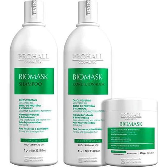 Imagem de Biomask Kit Ultra Hidratante Professional Shampoo 1L Condicionador 1L Mascara 500g