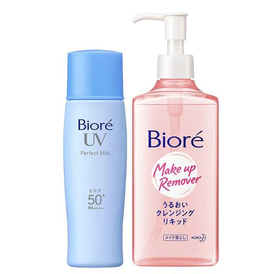 Imagem de Bioré Kit  Protetor Solar Facial Perfect Milk FPS50 40ml + Demaquilante Facial Sérum de Limpeza Make Up Remover 230ml