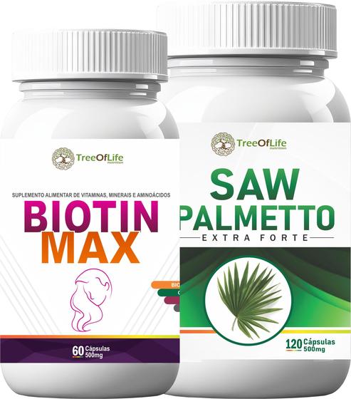 Imagem de Biotina Max 500mg 60 Cáps + Saw 500mg 120 Cáps