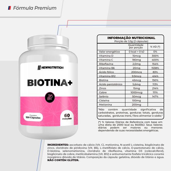 Imagem de Biotina Plus 120 Cápsulas NewNutrition