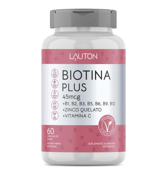 Biotina Plus Lauton + B1 B2 B3 B5 B6 B9 B12 Zinco Vitamina C Menor preço em Biotina Plus Lauton + B1 B2 B3 B5 B6 B9 B12 Zinco Vitamina C
