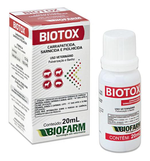 Imagem de Biotox Pulverizador E Banho Anti Pulgas Carrapatos Sarnas Medicamento Remédio - 20mL - Biofarm