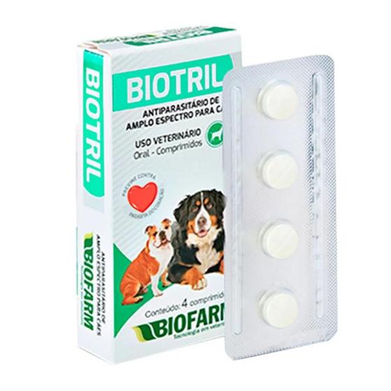 Imagem de Biotril C/4 Comp - Biofarm - Vermífugo para cachorro