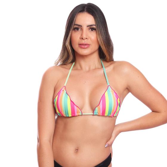 Imagem de Biquini Avulso Cortininha Areia Tropical Estampado de Amarrar Parte de Cima Mulher Moda Praia