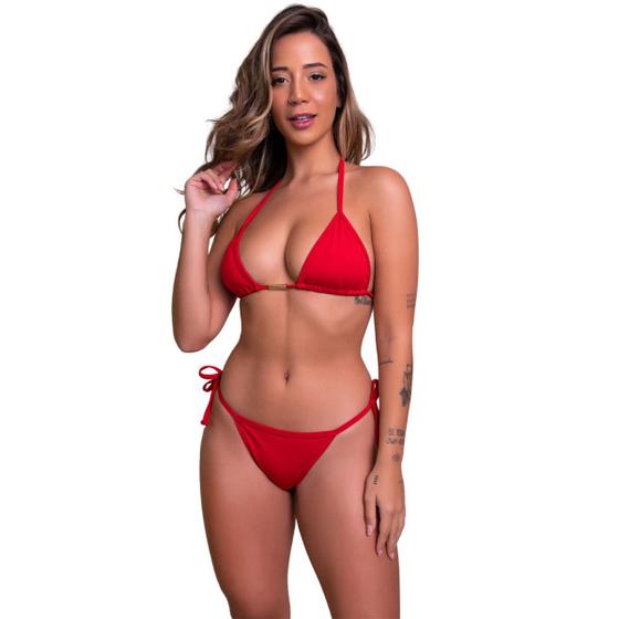 Imagem de Biquíni Cortininha Vekyo Fio Dental Sem Bojo Brilhoso Moda Praia