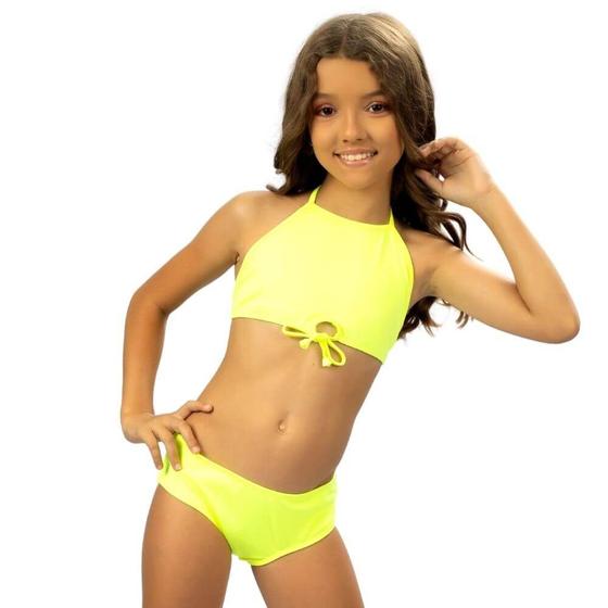 Imagem de Biquíni Infantil Liso Amarelo Neon Cecí Moda Praia