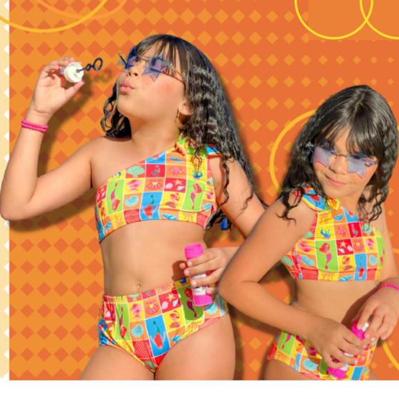 Imagem de Biquini Infantil Menina Juvenil Proteção UV Verão Moda Praia