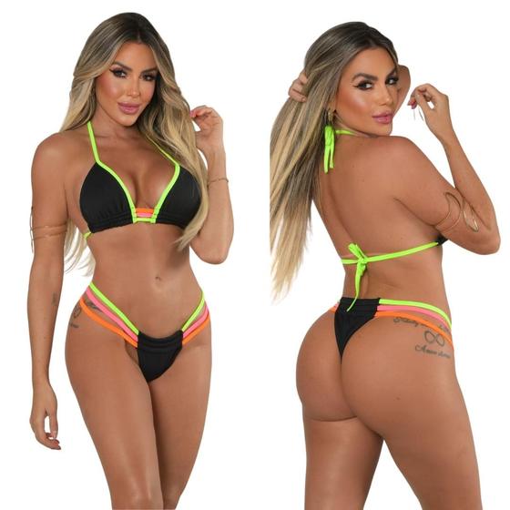 Imagem de Biquíni Neon Marquinha Vibe Cortininha Suplex Verde Neon Moda Praia Bronze Perfeito