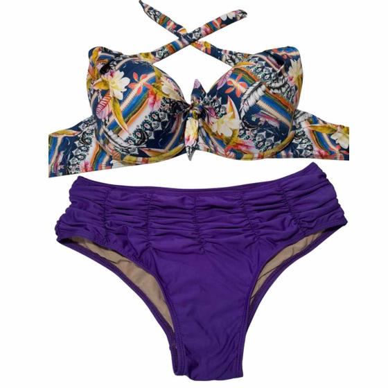 Biquini Plus Size Com Bojo E Calcinha Cintura Alta Conjunto - Biquini ...