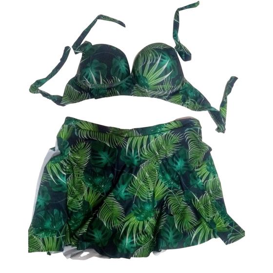 Imagem de Biquini Plus Size com Saia em Cós Largo e Alça Larga
