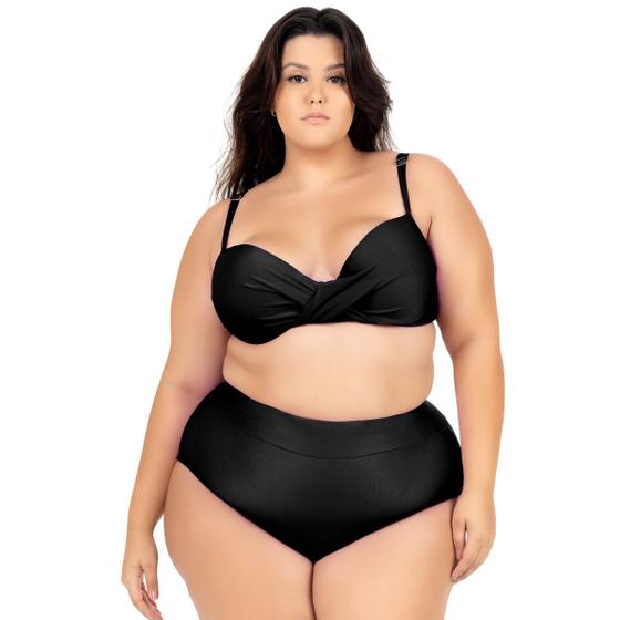 Imagem de Biquini Plus Size Feminino Com Bojo Cintura Alta Laço Verao