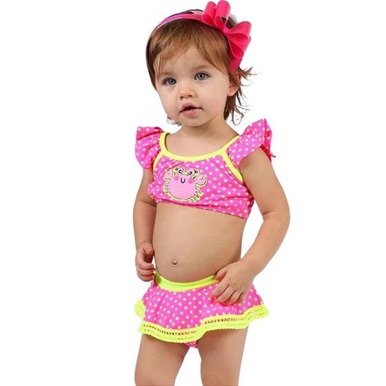 Imagem de Biquíni Rosa Neon Baby Moda Praia Poa Siri Kids 38416