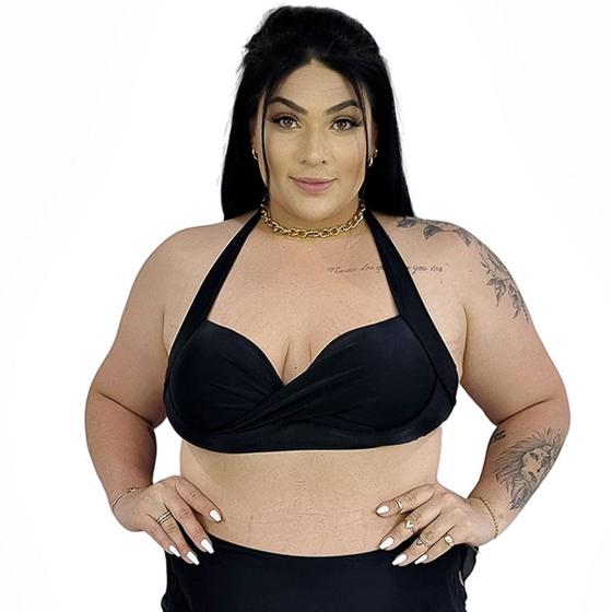 Imagem de Biquíni Top de Praia Plus Size Frente Única Preto