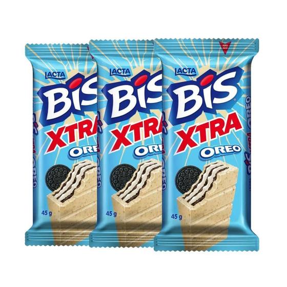 Imagem de Bis Xtra Oreo Lacta Kit Com 3 Unidades De 45G