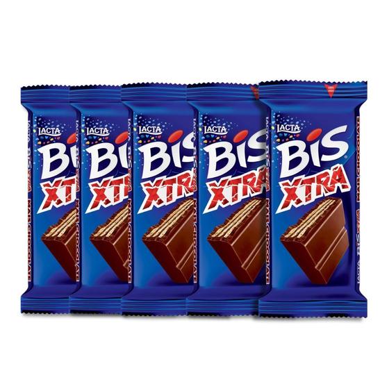 Imagem de Bis Xtra Original ao Leite Lacta Kit com 5 unidades de 45g
