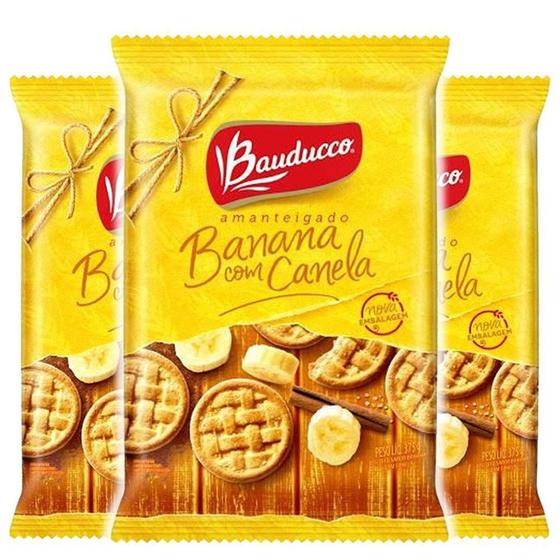 Imagem de Biscoito Amanteigado Bauducco Banana com Canela 3 x 375 gr
