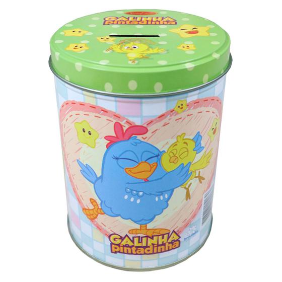 Biscoito Amanteigado Lata Cofrinho Infantil Galinha Pintadinha Rosa