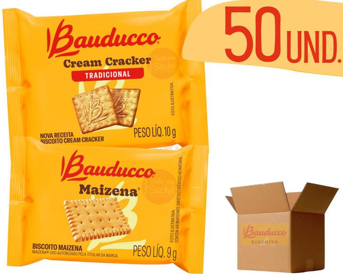 Imagem de Biscoito Bauducco Sachê Cream Cracker + Maizena 50 unidades