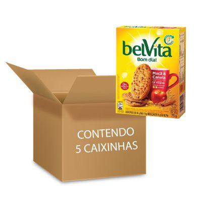 Imagem de Biscoito Belvita Maçã &amp Canela 75g contendo 5 caixinhas de 75g cada