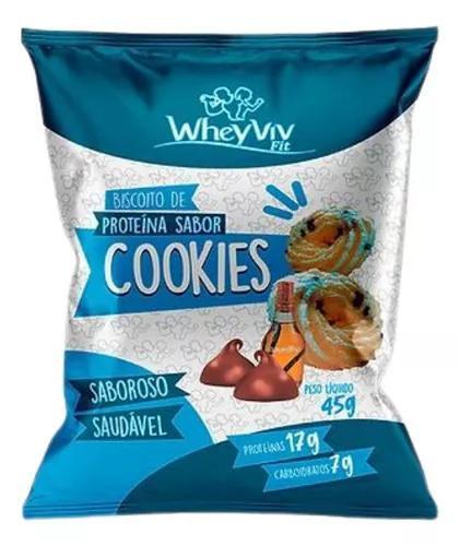 Imagem de Biscoito Bolacha Cookies Com Whey Protein Wheyviv Fit 45g