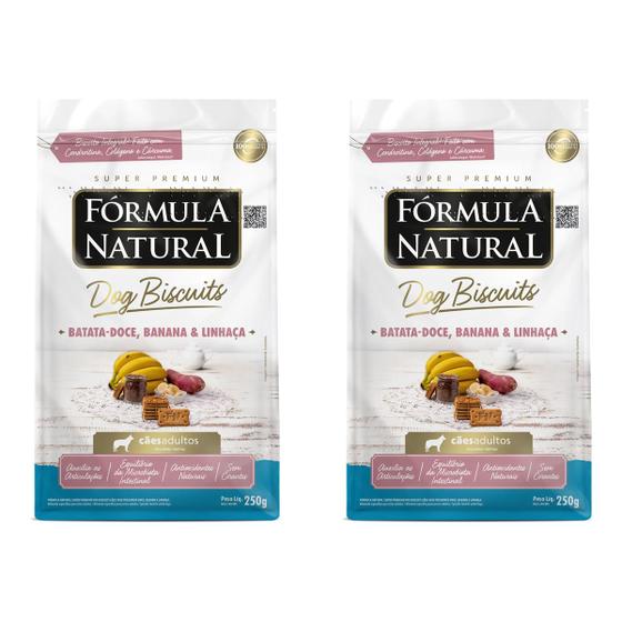 Imagem de Biscoito Cães Formula Natural DogBiscuits Batata Doce Banana e Linhaça 250g 2 unid Bolachinha