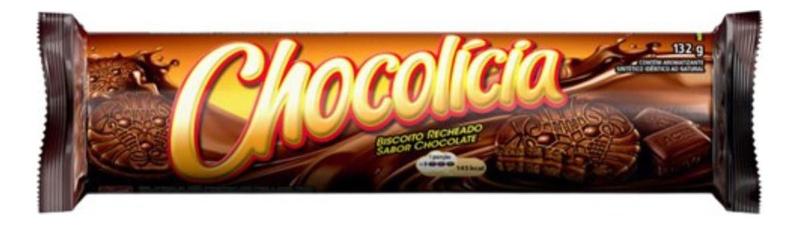 Imagem de Biscoito Chocolicia Recheado Chocolate 132g Kit 3 Pacotes