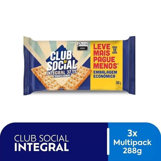 Imagem de Biscoito Club Social Integral Kit 3 Packs De Bolachas 288G