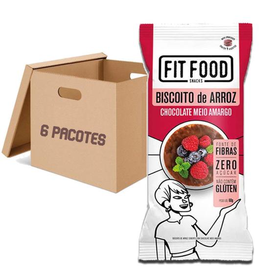 Imagem de Biscoito de Arroz Chocolate Meio Amargo FIT FOOD 60g (6x)