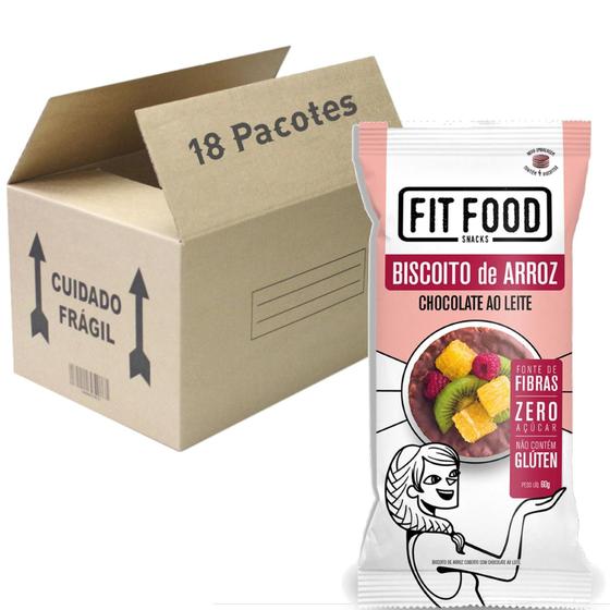 Imagem de Biscoito de Arroz com Chocolate ao Leite FIT FOOD 60g (18x)
