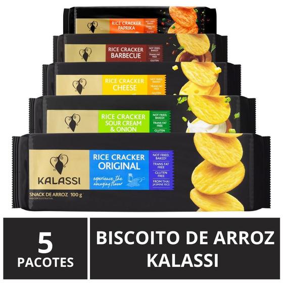 Imagem de Biscoito De Arroz Importado, 5 Pacotes De 100G, Kalassi