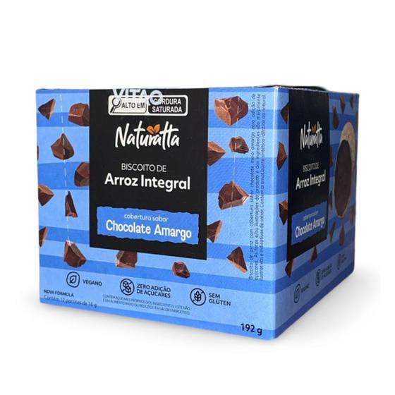 Imagem de Biscoito De Arroz Integral Com Cobertura De Chocolate Amargo Naturatta 12 Unidades De 16g Cada Vitao