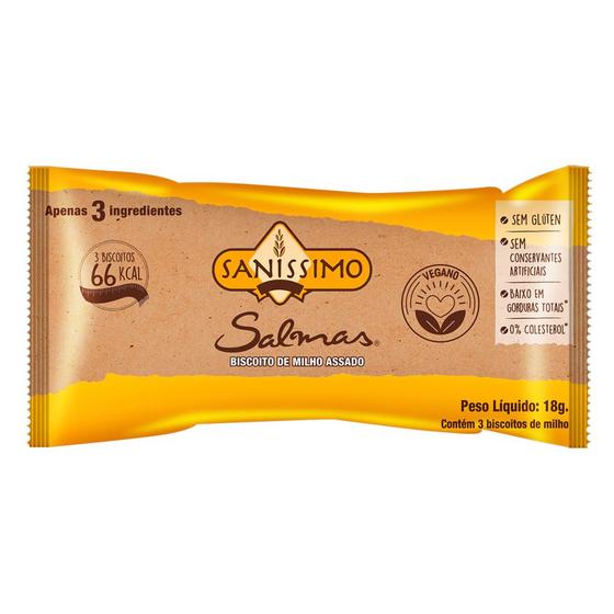 Biscoito de Milho Salmas Sem Glúten Saníssimo 18g Imagem de Biscoito de Milho Salmas Sem Glúten Saníssimo 18g