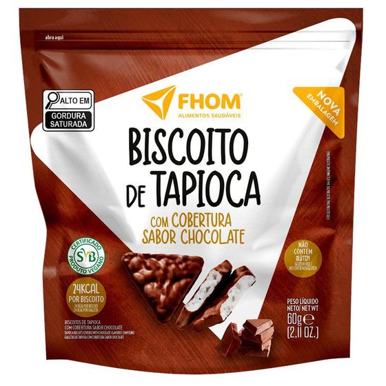 Imagem de Biscoito de Tapioca com Chocolate 60g Vegano Sem Glúten FHOM