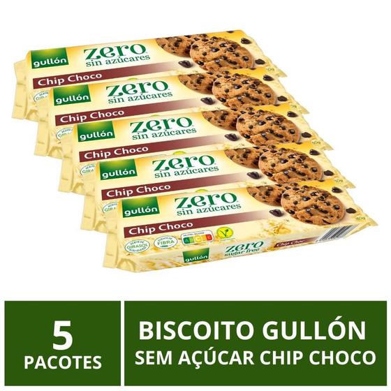 Imagem de Biscoito Gullón, Chip Choco, 5 Pacotes, Sem Açúcar