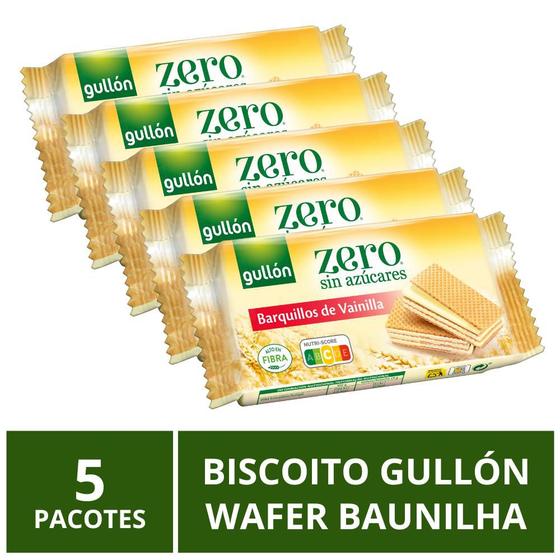 Imagem de Biscoito Gullón Sem Açúcar, Wafer Baunilha, 5 Pacotes