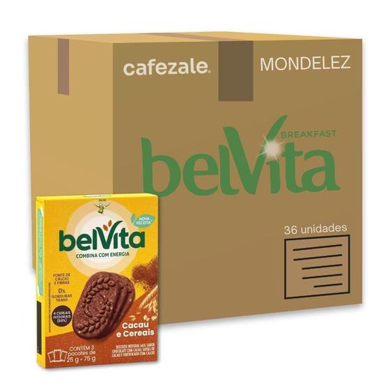 Imagem de Biscoito Integral Belvita Cacau E Cereais Kit 36 Caixas 75G