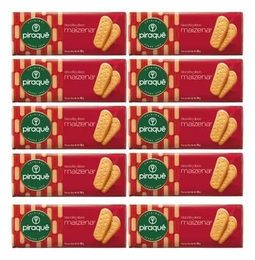 Imagem de Biscoito Maizena Piraquê Pacote 175G Kit Com 10 Un.