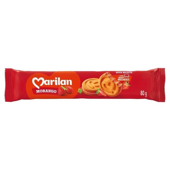 Imagem de Biscoito Marilan Recheado Morango 80g - Embalagem com 50 Unidades