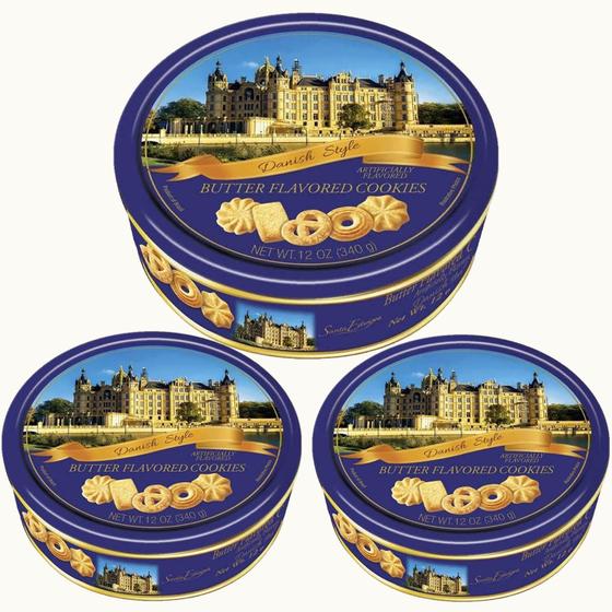 Biscoito Natalino Santa Edwiges Lata Danish Style 340g 3 UND Biscoito