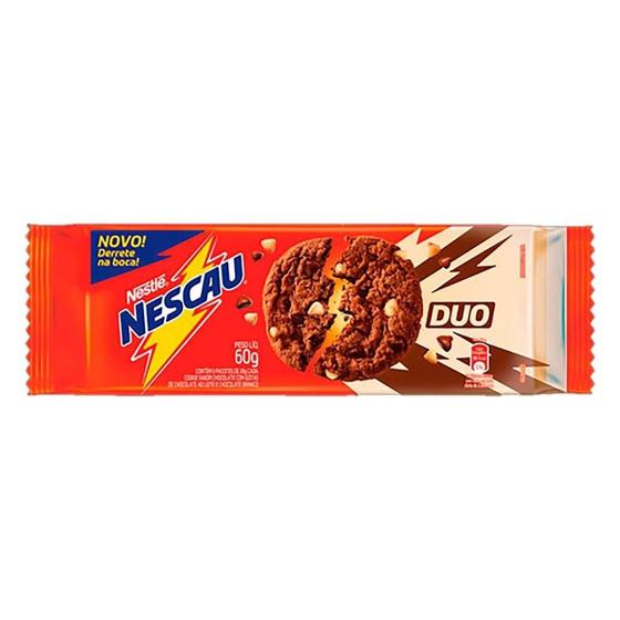 Imagem de Biscoito Nestlé Cookies Nescau Chocolate, Gotas DUO, 60g - Embalagem com 52 Unidades