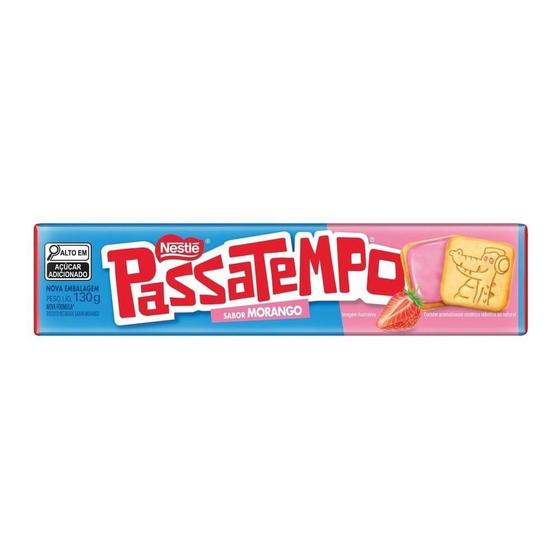 Imagem de Biscoito Nestlé Passatempo Recheado Morango Pacote 130g - Embalagem com 70 Unidades