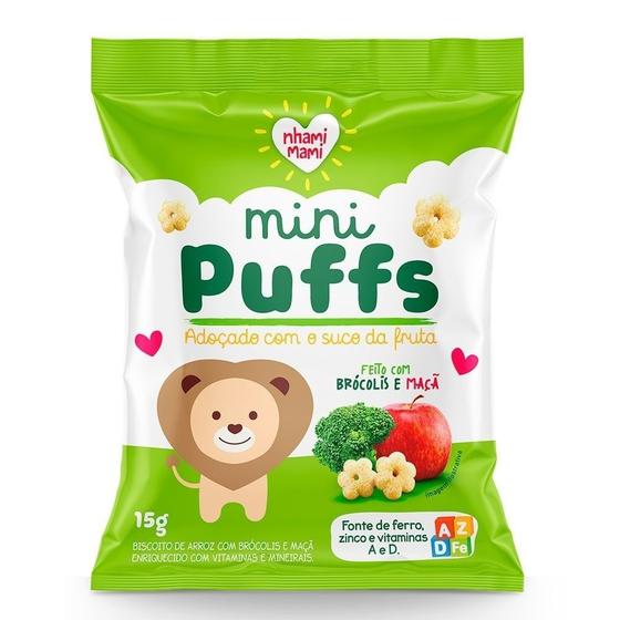 Imagem de Biscoito Nhami Mami Mini Puffs Snack Brócolis e Maça 15g