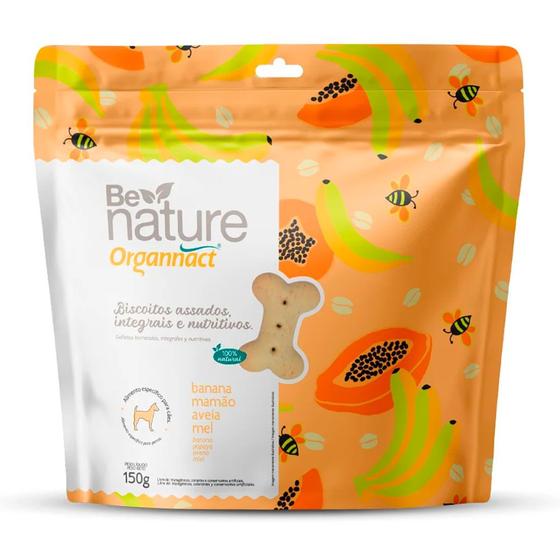 Imagem de Biscoito Organnact Be Nature para Cães Sabor Banana, Mamão, Aveia e Mel 150 g