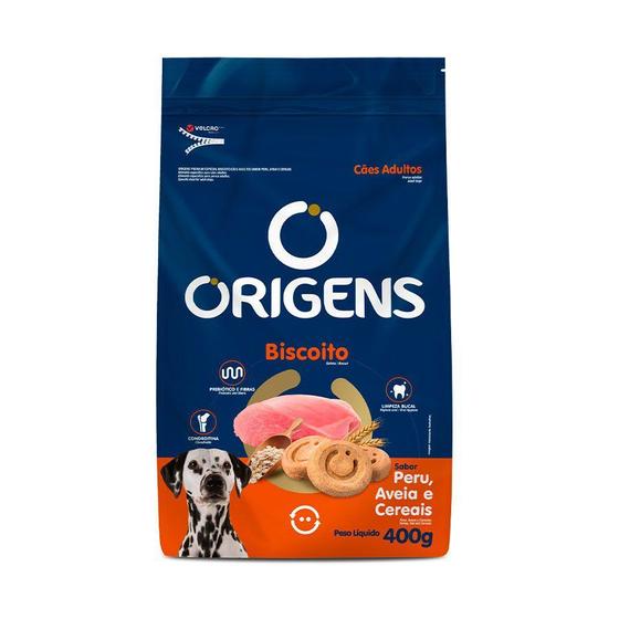 Imagem de Biscoito Origens para Cães Adultos de Porte Médio e Grande Sabor Peru, Aveia e Cereais 400 g