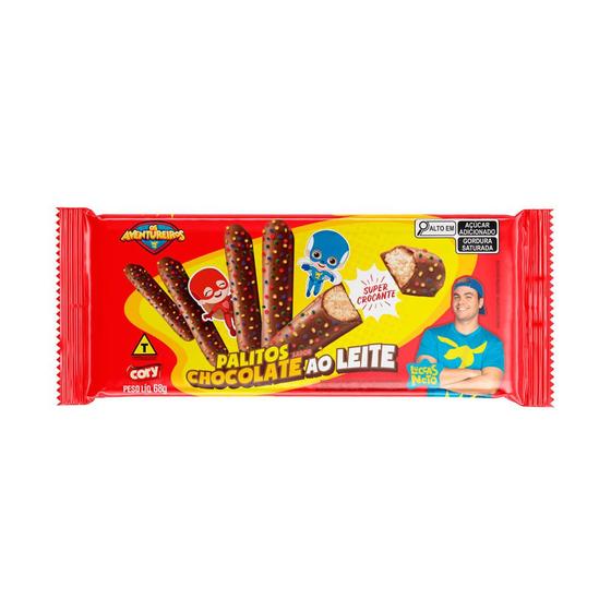 Imagem de Biscoito Palitos Luccas Neto Cory Os Aventureiros Sabor Chocolate ao Leite 68g