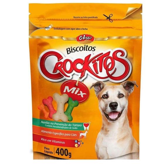 Imagem de Biscoito Petisco Para Cães Crockitos Colosso Mix 400g