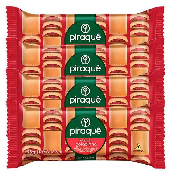 Imagem de Biscoito Piraquê Roladinho Recheado Goiabinha 75g Kit 10un